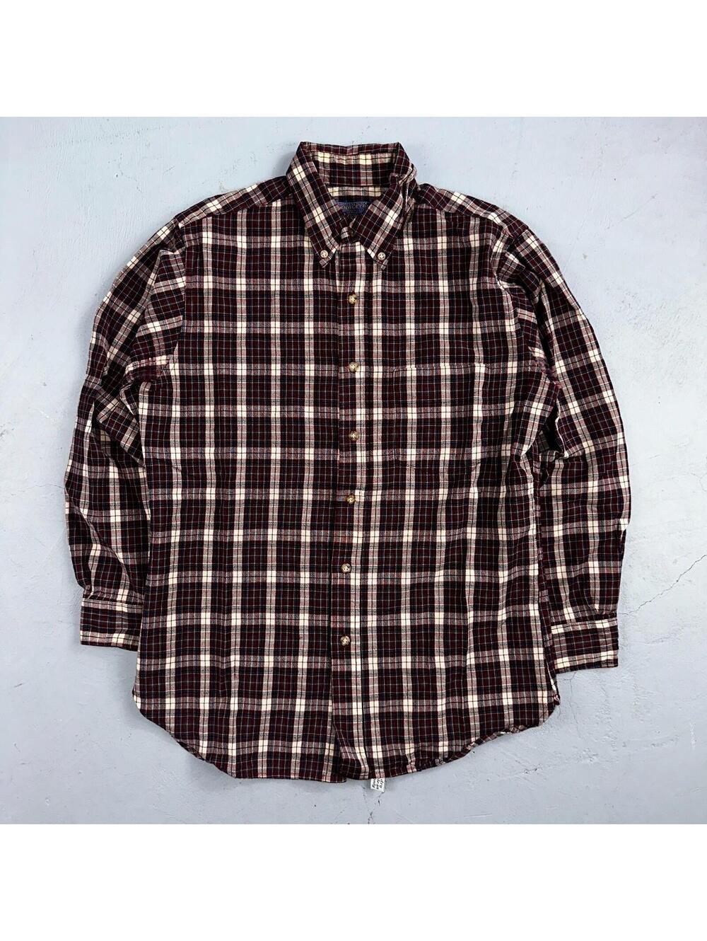 Vintage Pendleton Shirt Mens M Wool Plaid Flannel USA Button 1970s 70s Red
